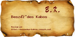 Beszédes Kabos névjegykártya